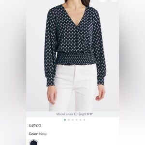 Kaileigh Navy/white Print Blouse